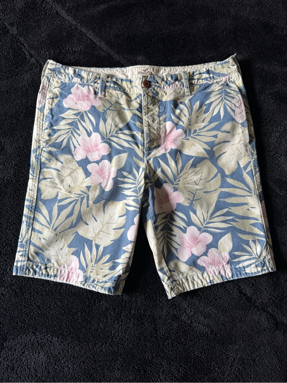 Hollister Blue Floral Flat Front Men’s Shorts